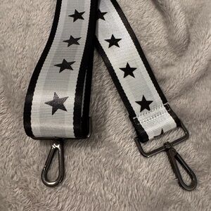 New Haute Shore Black, Silver and White Star Purse / Crossbody Bag Strap